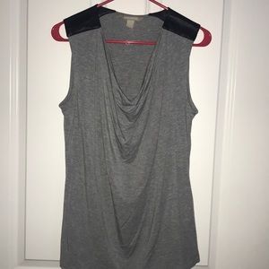 Banana Republic Draped Blouse w/Leather Accent